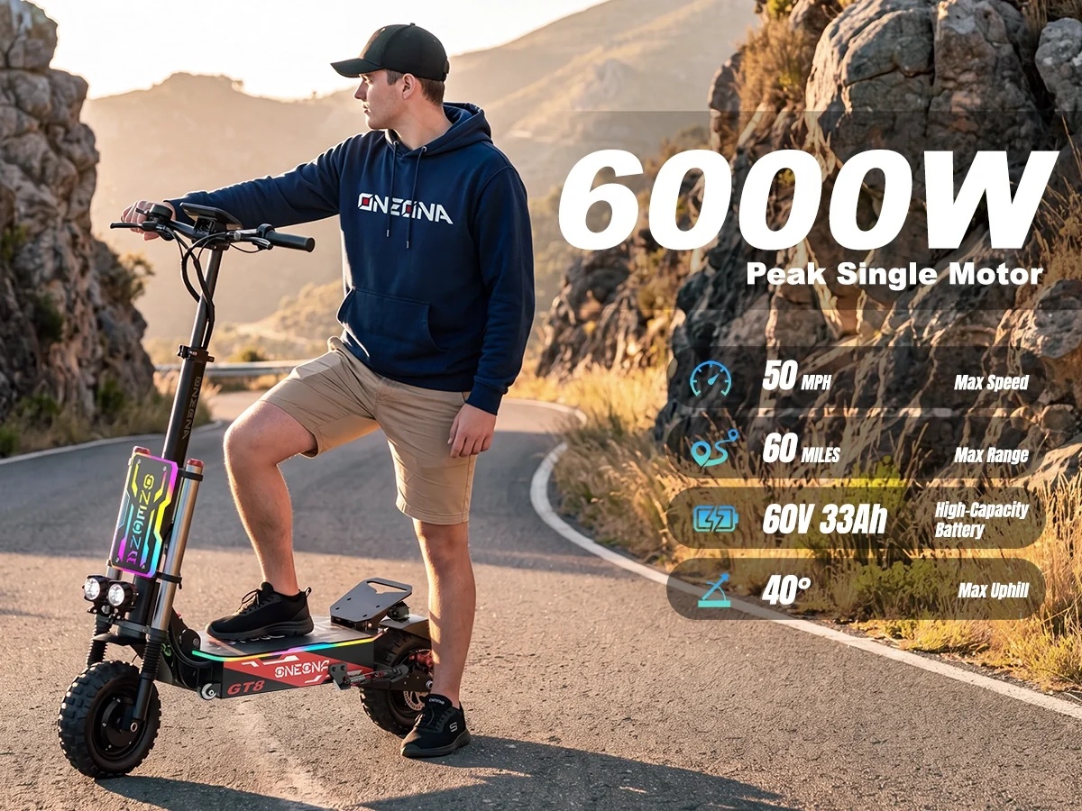 ONECNA NEW GT8PRO สกู๊ตเตอร์ไฟ - 60V 5600W Dual Motor Electric Scooter บทวิจารณ์และราคา