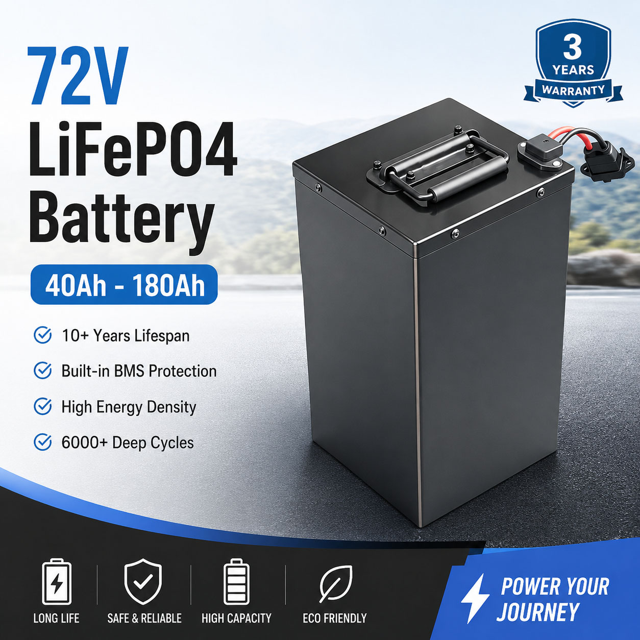 แบตเตอรี่ลิเธียม lifepo4 พลังง - 72V 60Ah Lifepo4 Battery Pack บทวิจารณ์และราคา