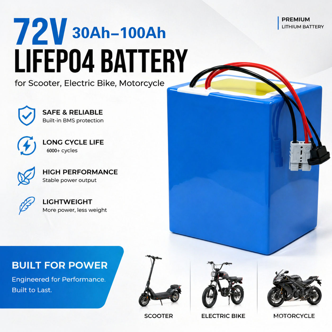 แบตเตอรี่ลิเธียม LiFePO4 72V 5 - 72V 60Ah Lifepo4 Battery Pack บทวิจารณ์และราคา