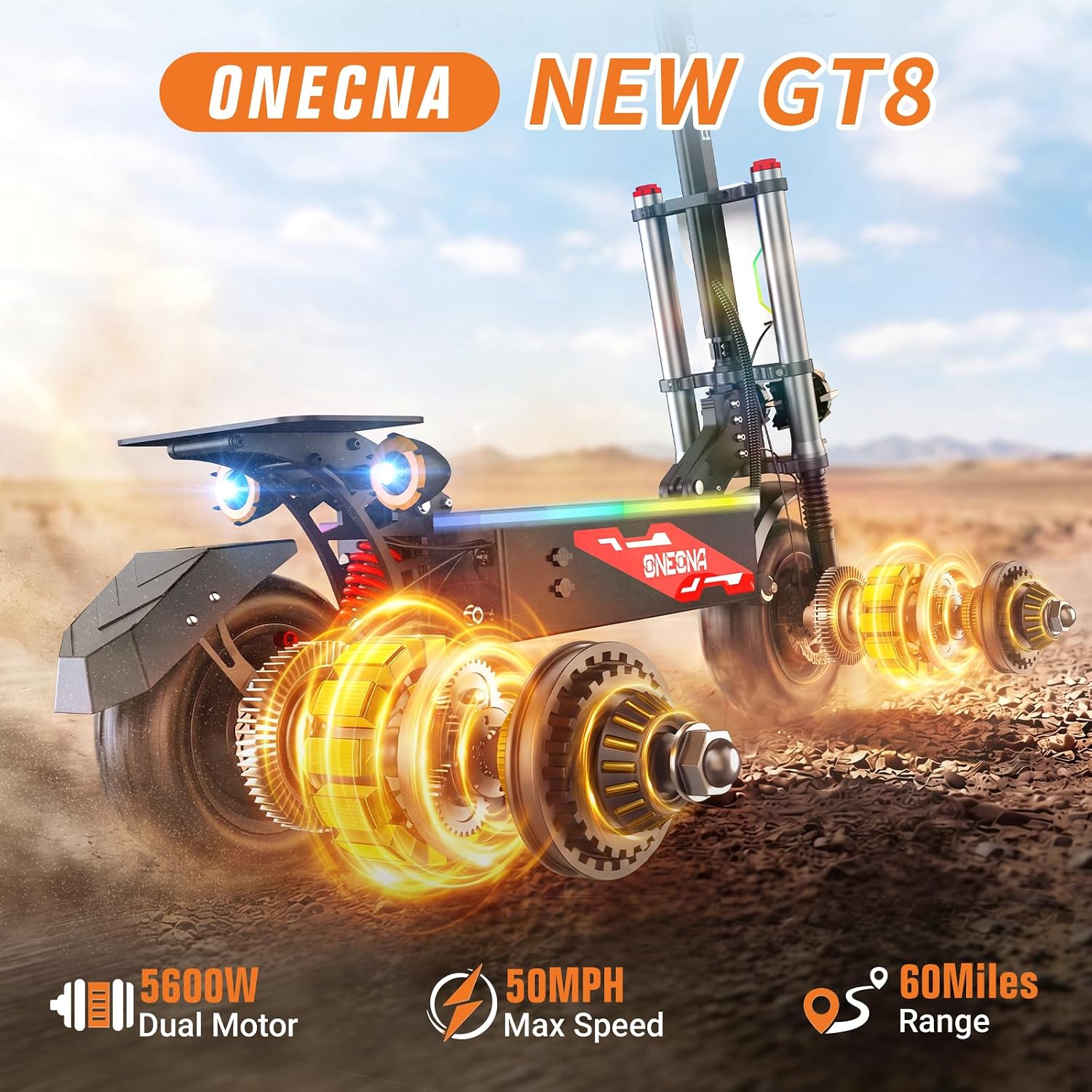 ONECNA NEW GT8PRO สกู๊ตเตอร์ไฟ - 60V 5600W Dual Motor Electric Scooter บทวิจารณ์และราคา